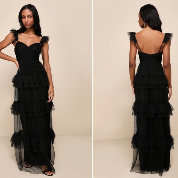 Lulus Dresses & Skirts - NWOT Lulu's Layered Swiss Dots Tiered Ruffles Maxi Dress